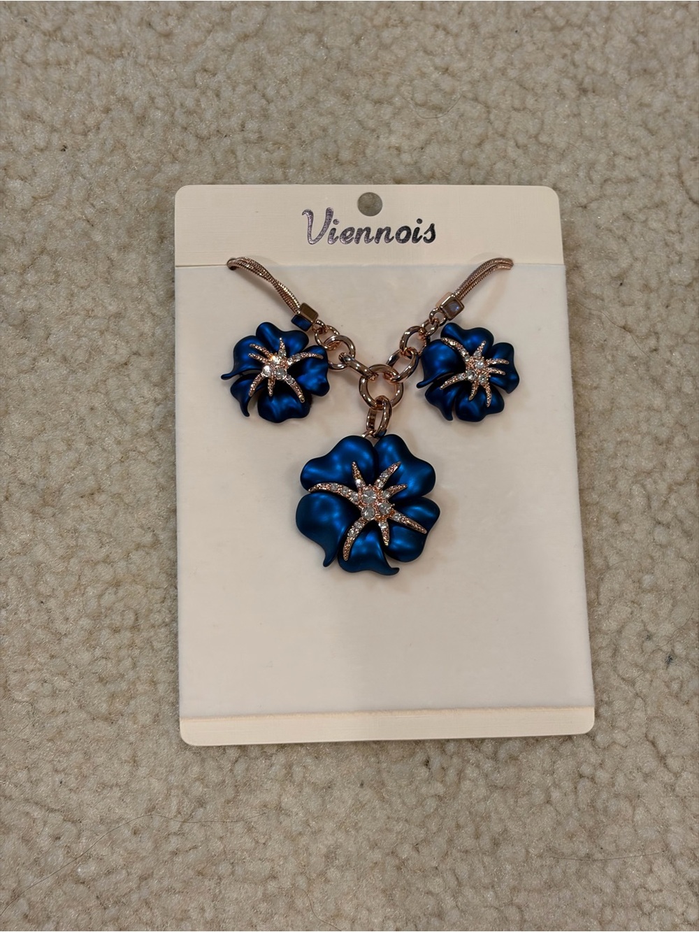 Vintage Pansy Necklace and Earring Set